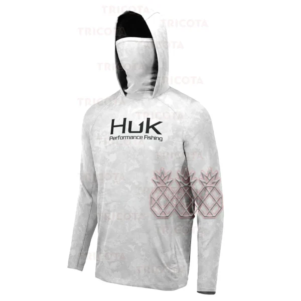 HUK Fishing Hoodie UPF 50+ Long Sleeve Masked Blue Camo - Image 4
