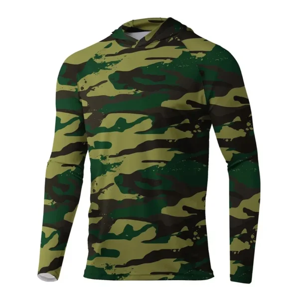 Men Sun Protection Hooded Fishing T-shirts UPF 50+ Long Sleeve - Image 20