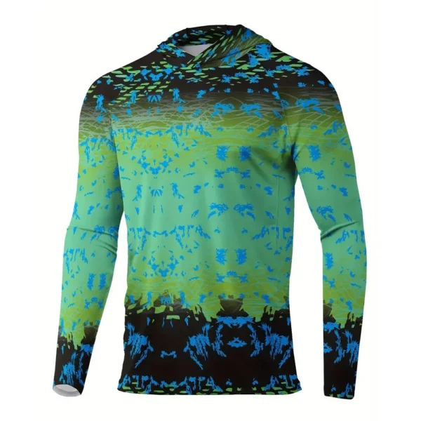 Men Sun Protection Hooded Fishing T-shirts UPF 50+ Long Sleeve - Image 15