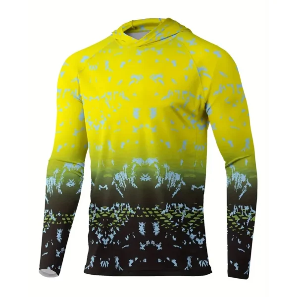 Men Sun Protection Hooded Fishing T-shirts UPF 50+ Long Sleeve - Image 19