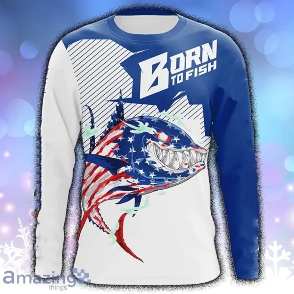 Fish 3D Print Summer Fishing T-shirt Casual Long Sleeve