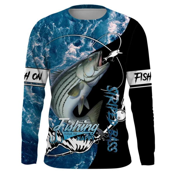 Fish 3D Print Summer Fishing T-shirt Casual Long Sleeve