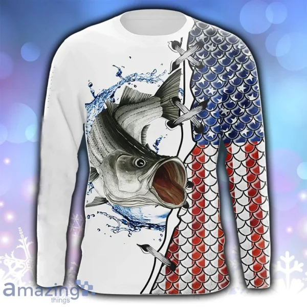 Fish 3D Print Summer Fishing T-shirt Casual Long Sleeve