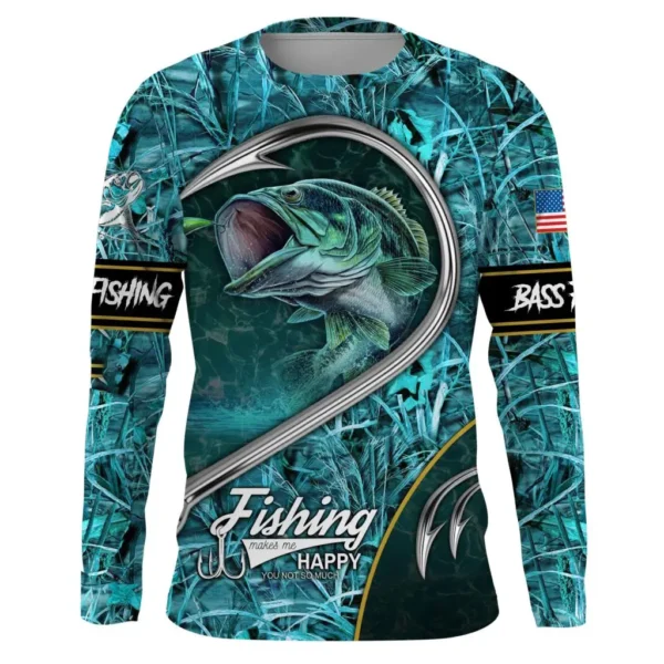 Fish 3D Print Summer Fishing T-shirt Casual Long Sleeve