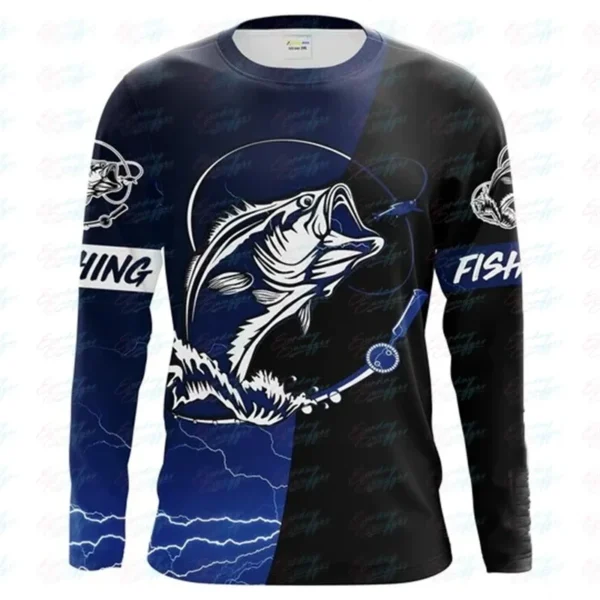 Fishing Summer  O-Neck T-shirt Casual Long Sleeve