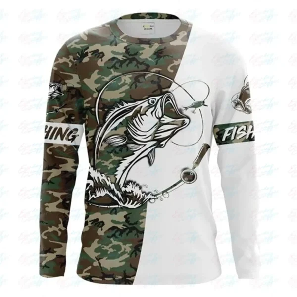 Fishing Summer  O-Neck T-shirt Casual Long Sleeve