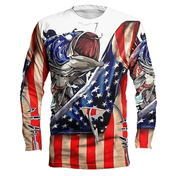 Fishing Summer  O-Neck T-shirt Casual Long Sleeve