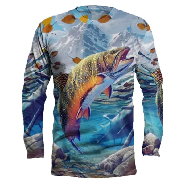 Fishing Summer  O-Neck T-shirt Casual Long Sleeve