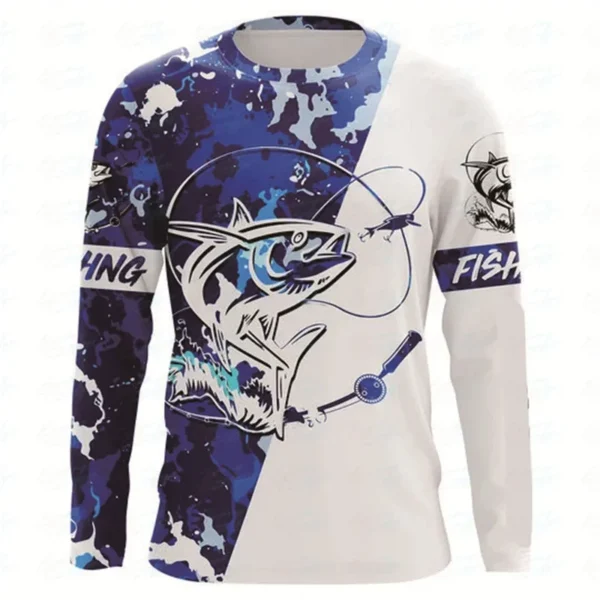Fishing Summer  O-Neck T-shirt Casual Long Sleeve