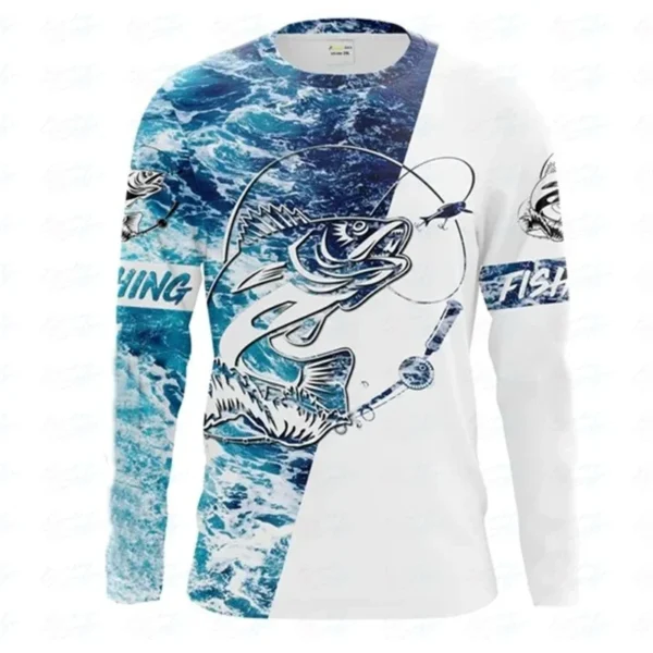 Fishing Summer  O-Neck T-shirt Casual Long Sleeve