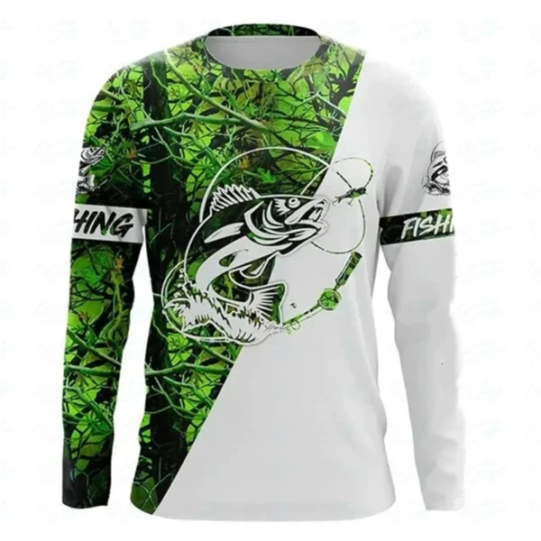 Fishing Summer  O-Neck T-shirt Casual Long Sleeve