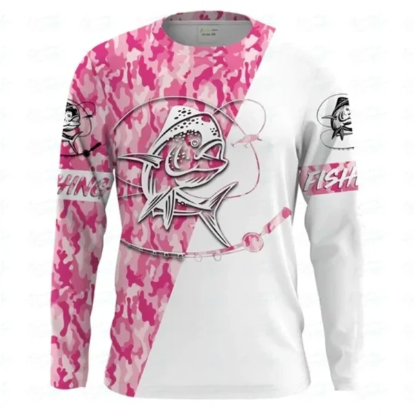 Fishing Summer  O-Neck T-shirt Casual Long Sleeve