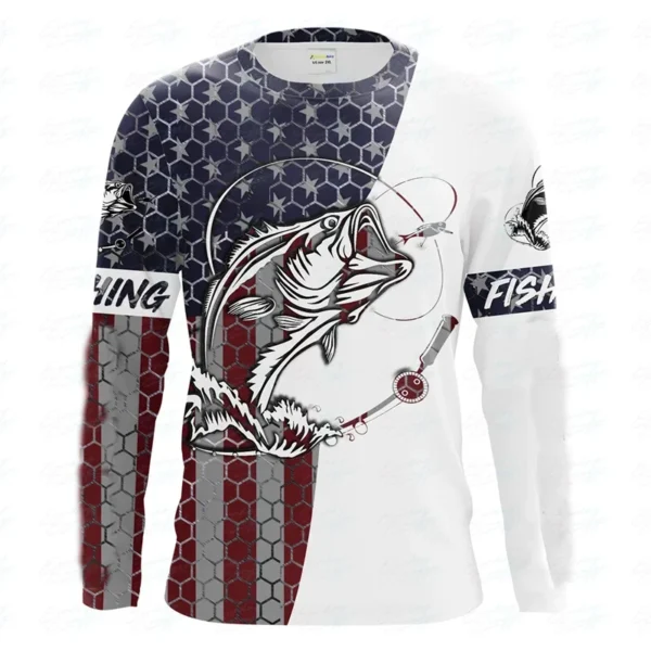Fishing Summer  O-Neck T-shirt Casual Long Sleeve