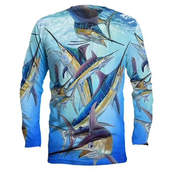 Fishing Summer  O-Neck T-shirt Casual Long Sleeve
