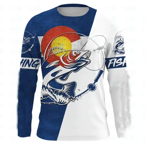 Fishing Summer  O-Neck T-shirt Casual Long Sleeve