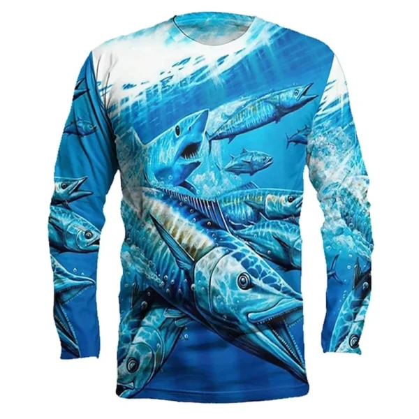 Fishing Summer  O-Neck T-shirt Casual Long Sleeve