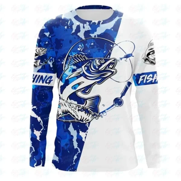 Fishing Summer  O-Neck T-shirt Casual Long Sleeve