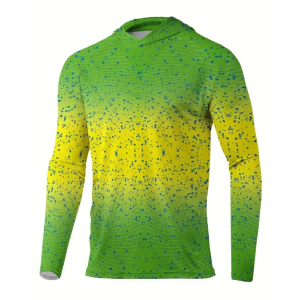 Men Sun Protection Hooded Fishing T-shirts UPF 50+ Long Sleeve