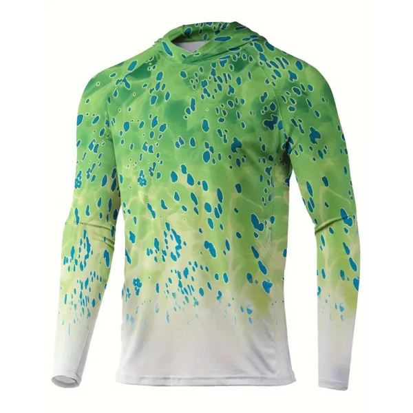 Men Sun Protection Hooded Fishing T-shirts UPF 50+ Long Sleeve