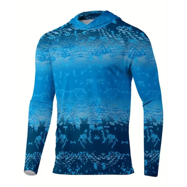 Men Sun Protection Hooded Fishing T-shirts UPF 50+ Long Sleeve