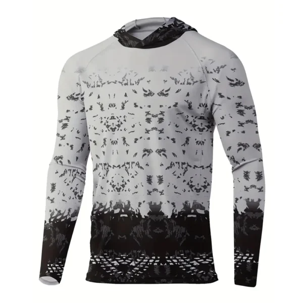 Men Sun Protection Hooded Fishing T-shirts UPF 50+ Long Sleeve