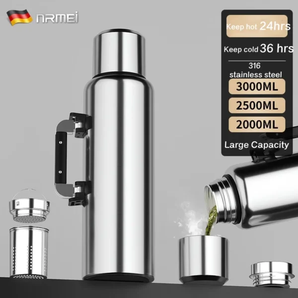 NRMEI Stainless Steel Water Bottle with Handle