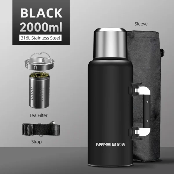 NRMEI Stainless Steel Water Bottle with Handle