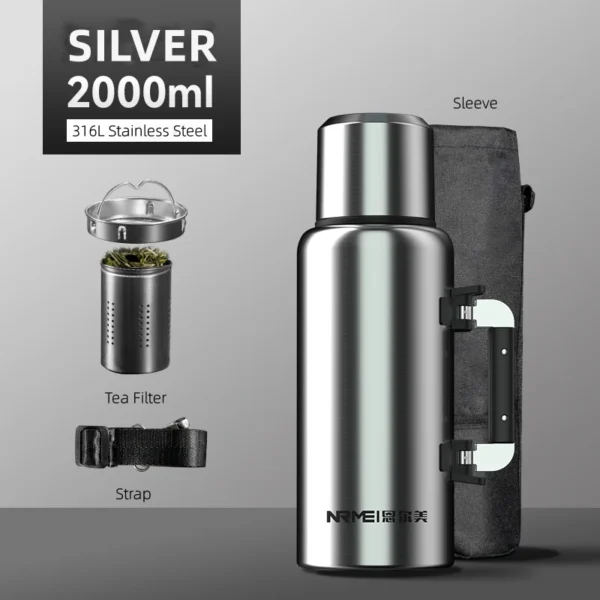 NRMEI Stainless Steel Water Bottle with Handle