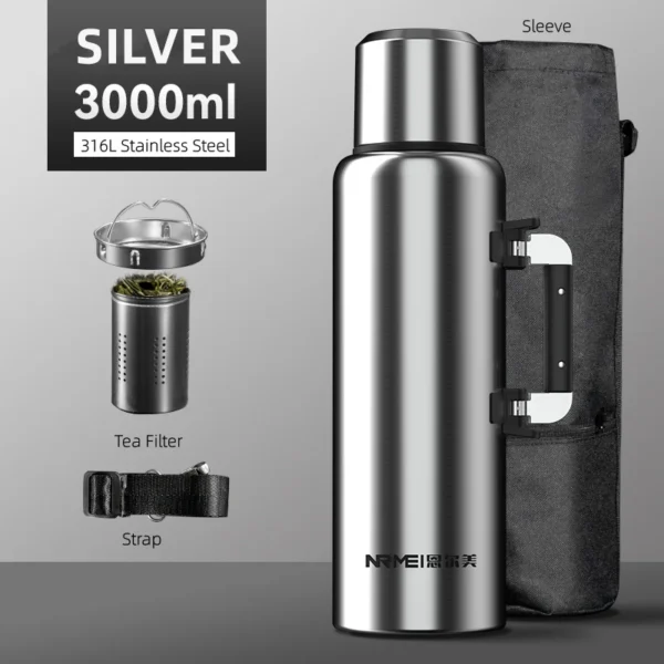 NRMEI Stainless Steel Water Bottle with Handle