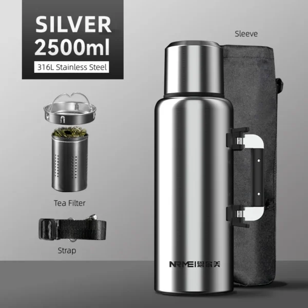 NRMEI Stainless Steel Water Bottle with Handle